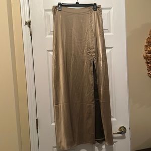 Gold maxi skirt with slit